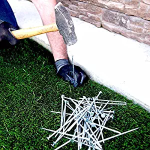 One Stop Outdoor USA Made Synthetic Grass Landscape, 5.5" Stakes, 5 lbs Galvanized Boxed Spikes for Securing Artificial Turf Products (an Average of 25% More Nails!) Approximately 150 Nails Per Bag