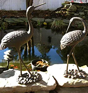 Pair of Large Iron Egrets ~ Egret Garden Statue ~ Rust