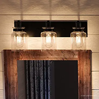 Luxury Modern Farmhouse Bathroom Vanity Light, Medium Size: 8.625"H x 21.625"W, with Industrial Style Elements, Olde Bronze Finish, UHP2143 from The Bridgeport Collection by Urban Ambiance