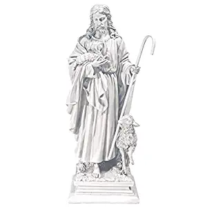Design Toscano Jesus the Good Shepherd Religious Garden Statue, Large, 28 Inch, Polyresin, Antique Stone