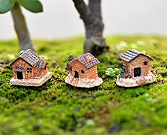 JHFUH Mini Pastoral Dollhouse Stone House Resin Decorations for Home Garden DIY Craft Cottage Landscape Decoration Suitable for Indoor Micro Moss Landscape Decoration