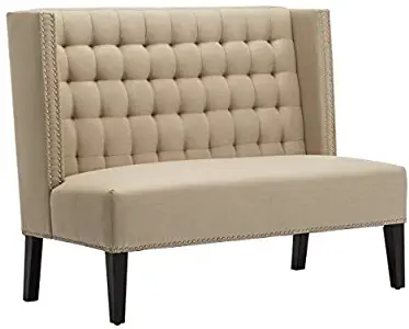 Modern Settee Bench Banquette Button Tufted Sofa Couch Ding Bench Chair 2-Seater with Nail Head Trim