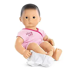 American Girl - Bitty Baby Doll Light Skin Black Hair Brown Almond Shaped Eyes BB4 with Pink Bodysuit