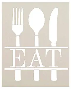 Eat with Silverware Stencil by StudioR12 | Reusable Mylar Template | Use for Painting Wood Signs - DIY Kitchen & Dining Decor - Mixed Media | Select Size (8" x 10")