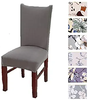 Argstar 2 Pack Chair Covers for Dining Room Spendex Slipcovers Soft Gray