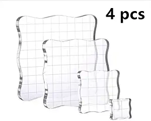 Acrylic Stamp Block Clear Stamping Blocks Set with Grid Lines Essential Stamping Tools for Cards Making Scrapbooking DIY Crafts Ornaments Assorted Sizes 4 Pack