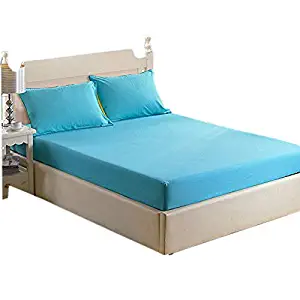 KFZ Plain Fitted Sheet Bedsheet Without Pillowcases Used for Bedding Duvet Cover Set Microfiber XS Twin Full Single Double Bed Solid Plain Color 1 Piece Only (Blue B, Twin 59"x79")