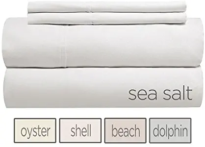 Gotcha Covered SHORE Collection QUEEN Size 100 Percent Combed Cotton Percale 310 Thread Count Bed Sheet Set - Low Profile Up to 11 in. Sea Salt Color