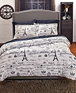 Full/Queen Vintage Paris Artwork Comforter Set - 3 Piece Set