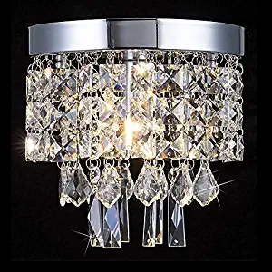 Floodoor Mini Crystal Chandelier Lighting, 1 Light Flush Mount Ceiling Light, W7.9 X H7.9 Modern Pendant Lamp Fixture for Dining Room, Bedroom, Kitchen, Hallway, Bar, Bathroom, Silver