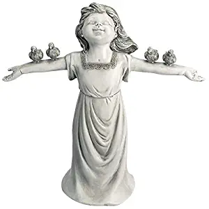 Design Toscano JQ6965 Basking in God's Glory Little Girl Statue, Two Tone Stone