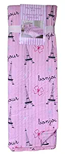Ivy Hill Home Bonjour Paris Eiffel Tower Themed Pink Quilt and Sham Bed Set (Full/Queen)
