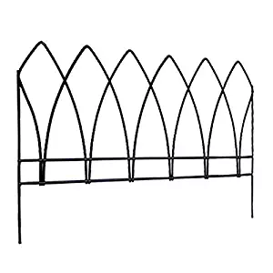 BestNest Panacea Gothic Arch Border Fence, Black, 15" H, Pack of 12