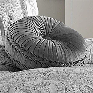 J Queen New York, Inc. Colette Silver Tufted Pillow Round