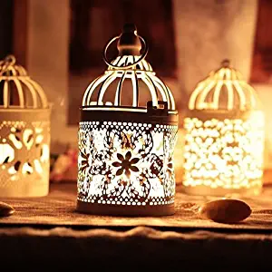 dezirZJjx Mini Micro Landscape,Vintage Moroccan Style Hanging Lantern Hollow Candle Stand Holder Home Decor- Best Indoor Outdoor Decorations for Patio Yard Office and House