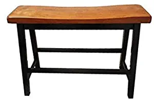Christopher Knight Home Toluca Saddle Wood Counter Dining Bench (Set of 2), Walnut/Black