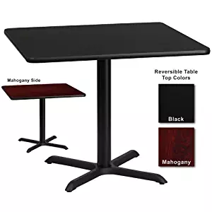 Flash Furniture 36 Inch Square Dining Table W/ Black Or Mahogany Reversible Laminate Top
