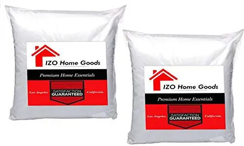 IZO Home Goods Premium Hypoallergenic Stuffer Pillow Insert Sham Square Form Polyester, 12" L X 18" W (2 Pack), Standard/White, Made in USA