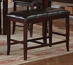 Poundex Counter Height Dining Bench in Deep Brown Finish