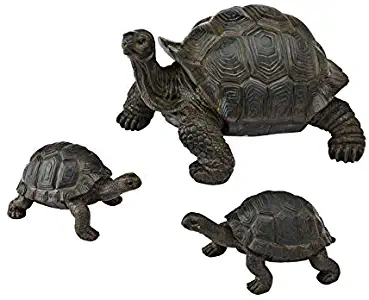 New Creative Evergreen Garden Tortoise and Babies Polystone Outdoor Garden Statues, Set of 3