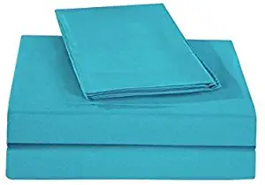 KM Linen Home Grade Quality 100% Egyptian Cotton Bed Sheet Set 4-PCs (Turquoise Color) 800 TC Solid Style House Collection Sheet Set Fits Up to 16" Inch Deep Pocket - Full Size