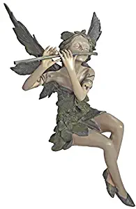 Design Toscano Fairy of the West Wind Sitting Garden Statue, 19 Inch, Polyresin, Two Tone Stone