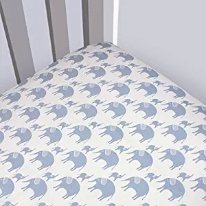 Magnolia Organics Elephant Crib Sheet - Standard, Sky