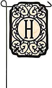 Evergreen Flag Filigree Monogram H Applique Garden Flag, 12.5 x 18 inches