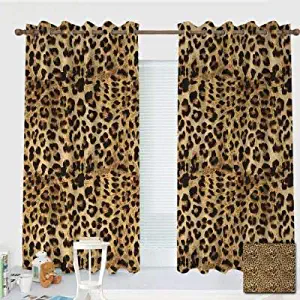 ZXAWT Custom Design Curtains/Grommet Top Blackout Curtains/Thermal Insulated Curtain for Bedroom and Kitchen-Set of 2 Panels(Leopard Print Animal Skin Digital Printed Wild African Safari 72" W84 L)