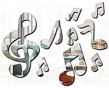Ximei Modern Acrylic Mirror Music Note Home Decoration DIY Art Sticker Wall Decals for Bedroom Living Room