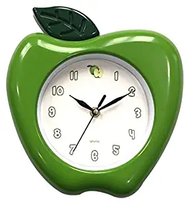 Apple Wall Clock 10" x 9" Home Decor Kitchen Decor (Green)