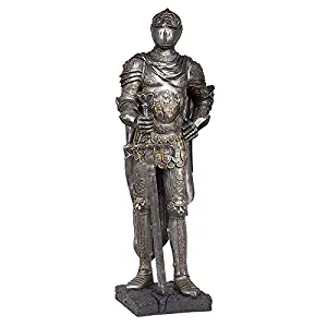 Design Toscano The King's Guard Medieval Decor Half Scale Knight Armor Gothic Statue, 39 Inch, Polyresin, Two Tone Metallic