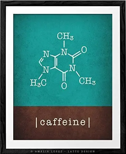 Caffeine molecule. Teal Coffee print by Latte Design. Coffee poster, Coffee sign, Coffee wall art, Coffee quote, teal kitchen print, teal kitchen poster, teal kitchen decor, teal kitchen wall art