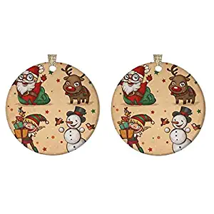 4 bthfiron Round Glossy Ceramic Christmas Ornament（Set of 2 Elf Snowman Xmas Santa Claus Reindeer Cardinal Customized Ornament for Christmas Tree,Gold String and Gift Box Included，2.875"