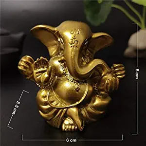 Golden Elephant God Lord Ganesha Buddha Statue Indian Ganesh Sculpture Figurines Ornaments Home Garden Buddha Decoration Statues (Gold)