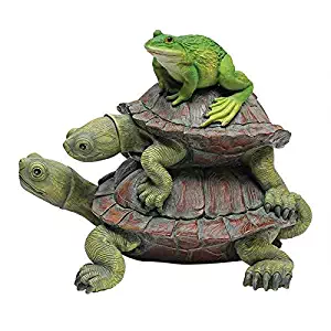 Design Toscano in Good Company Frog and Turtles Garden Animal Statue, 11 Inch, Polyresin, Full Color