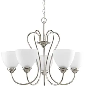 Progress Lighting P4666-09 Transitional Five Light Chandelier from Heart Collection in Pwt, Nckl, B/S, Slvr. Finish, Brushed Nickel