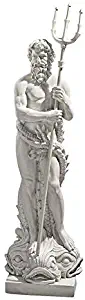 Design Toscano Poseidon Greek God of the Sea Garden Statue, 59 Inch, Polyresin, Antique Stone