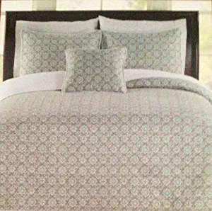 Raymond Waites Hampton Gardens King Microfiber Coverlet Set - Floral Medallion on Taupe