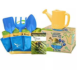 Gardening Tools for Kids with STEM Early Learning Guide by ROCA Toys. Garden Tool Toys, Outdoor Toys and Learning Toys. Cute Garden Bag. (Gardening Tools)