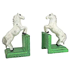 Design Toscano Majestic Stallion Horse Cast Iron Sculptural Bookend Pair, Full Color