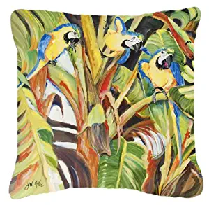 Caroline's Treasures JMK1281PW1818 Parrots Canvas Fabric Decorative Pillow, 18" x 18", Multicolor