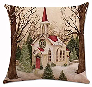 JPJ(TM) New❤️Pillow Case❤️1Pcs Christmas Fashion Xmas Santa Claus Cushion Cover Pillow Case Square Car Home Decor (C)