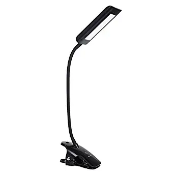 KEDSUM 7W Dimmable LED Desk Lamp, Flexible Gooseneck Clip on Light with 3-Level Dimmer, Touch-Sensitive Control Panel, Clamp Light for Desk, Bed Headboard and Computers (Black)