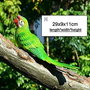 Resin Parrot Statue Wall Mounted Outdoor Garden Tree Decoration Animal Sculpture for Home Office Garden Decor Ornament (H)