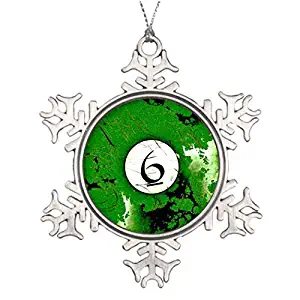 Metal Ornaments BILLIARDS BALL NUMBER 6 Personalised Christmas Tree Decoration Indoor Christmas Decorations