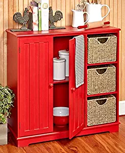 The Lakeside Collection Beadboard Storage Unit- Red