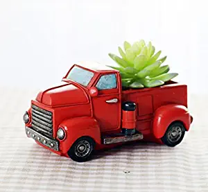 Youfui Vintage Truck Planter Pot Home Decor Garden Nursery Succulent Flowepot (Red)