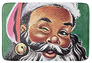 Lovestand-Doormat Welcome Mat Indoor/Outdoor Bath Floor Rug Decor Art Print with Non Slip Backing 16X24 inch African American Black Santa Claus Christmas Bath mat