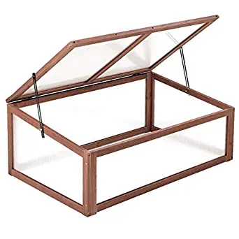 Cold Frames Mini Greenhouse Portable Wooden Cold Frame Greenhouse Kit for Raised Beds Outdoor Gardening Flower Planter Protection, Single Window (39.4"X25.6"X15.8")